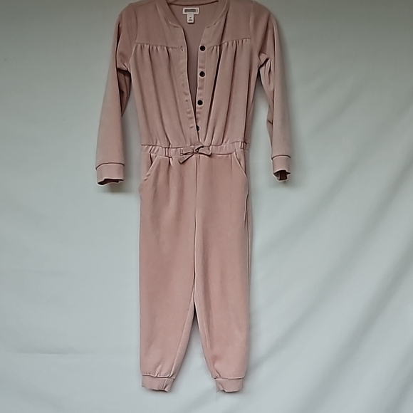 Gymboree Other - GYMBOREE | Pale Pink Velvet Long-Sleeve Jumpsuit with Pockets